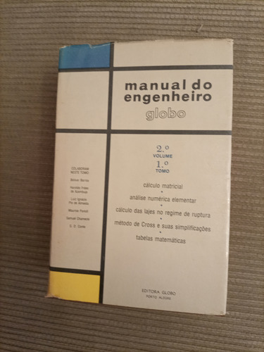 Livro Manual Do Engenheiro Tomo 1 Volume 2 Edição 1977 Globo Raridade Para Estudiosos (Usado)