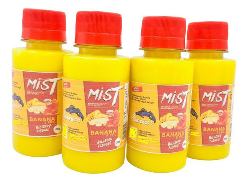 Kit 4 Atrativo Essência Pesca Banana E Mel Mist Isca Pacus Cor Bananamel