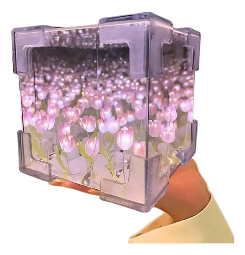 Lampara De Tulipanes Infinitos - Cubo Espejos 10cm X 10cm
