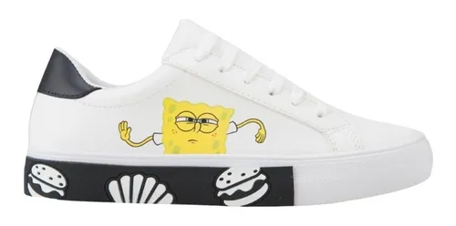 Tenis Choclo Bob Esponja Originales Blancos Con Negro