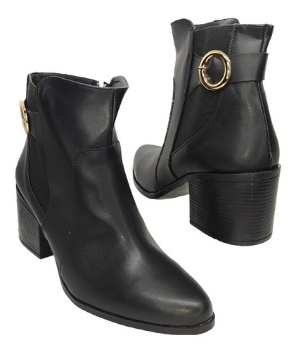 Botin Mujer Napa Tacón Cuadrado Punta Pico Casual Moda