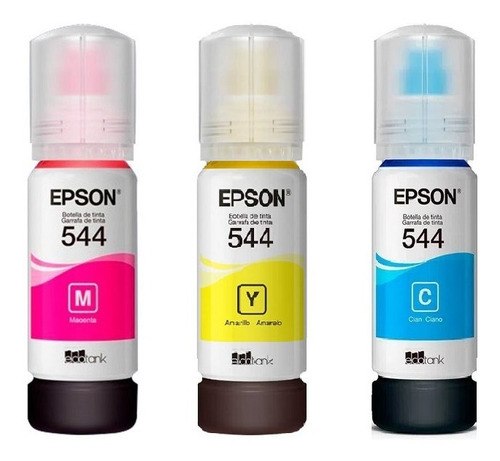 Kit Tinta 3 Colores 544 Epson Original, L1110, L3110,