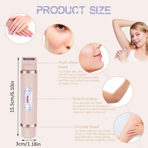 Recortador Bikini Mujer - 2 En 1 - Cabezas Intercambiables