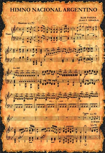 Pósters Himno Nacional Argentino - Partitura - Año 1813