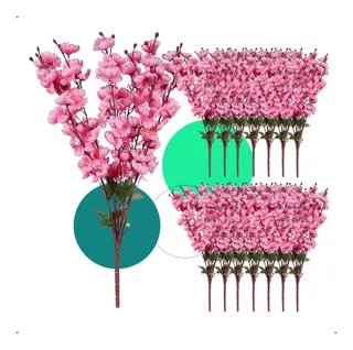 14 Buque Flor Cerejeira 7 Galhos Artificial Decoração Planta
