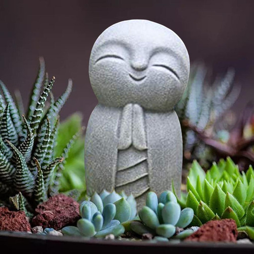 Estátua Fofinha De Jizo, Pequeno Buda Jizo Com Sorriso Para