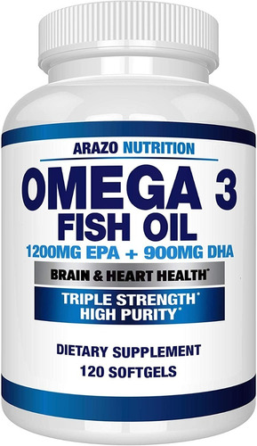 Arazo Nutrition Omega 3 1200mg Dha 900mg Epa 120 Cápsulas