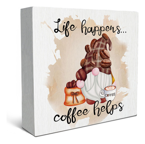 Sradmo Life Happens Coffee Help - Cartel De Madera Para Dec.