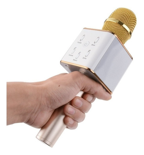 Microfono Inalámbrico Con Parlante Karaoke Bluetooth Dorado