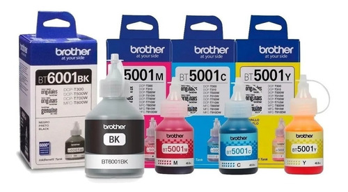 Kit 4 Botellas Tinta Brother Original Bt6001bk + Bt5001 Cmy