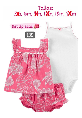 Conjuntos 3piezas Short Carters Hembra Bebés 3m-24m