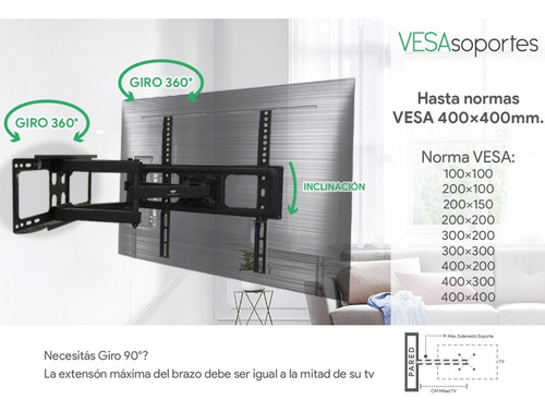 Imagen 3 de 9 de Soporte Led Tv Smart Vesasoportes Móvil 32 42 40 43 50 55 65