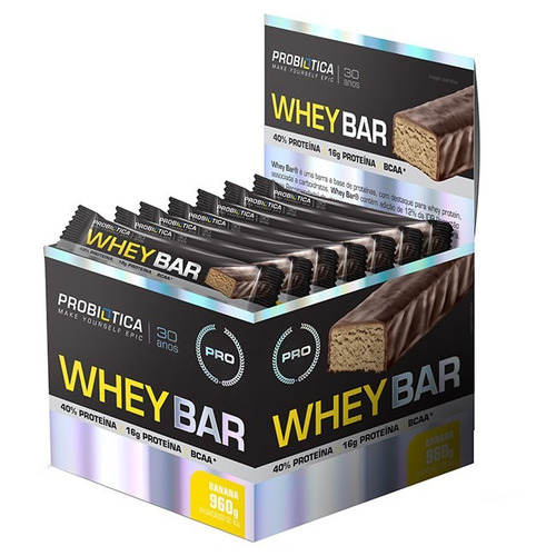 Whey Bar (caixa 24 Barras) - Probiótica - Amendoim