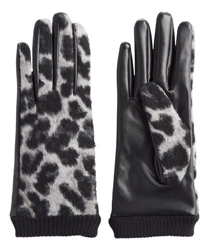 Mud Pie Guantes Acanalados De Leopardo Para Mujer, Talla Úni