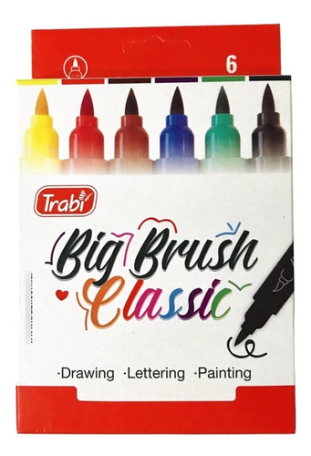 Marcador Trabi Big Brush Classic Pincel Lettering X 6 Unid