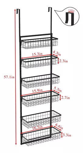 LUMAMU Organizador de despensa sobre la puerta, cestas de metal ajustables  de 8 niveles, estante para especias colgante, negro : : Hogar  y Cocina