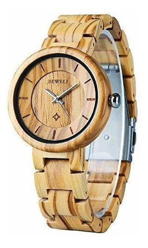 Bewell Reloj De Pulsera De Madera Para Mujer Hecho Con Mano