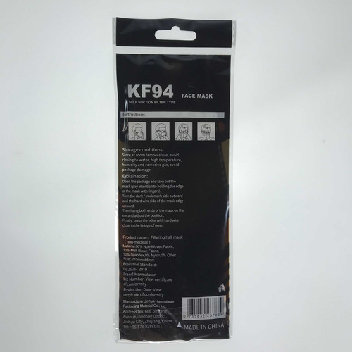 Imagen 4 de 9 de Cubrebocas Kf94 Mascarillas 4 Capas Hanmalaser 10pzs