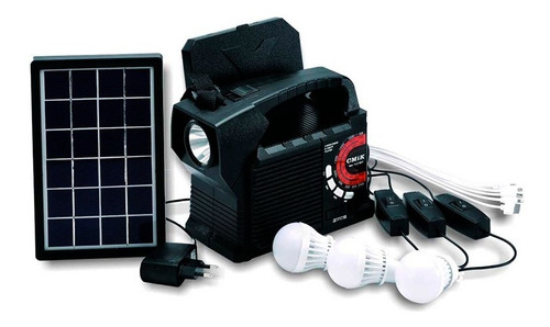 Lampara Radio Solar Kit Multifuncional Recargable Con Panel