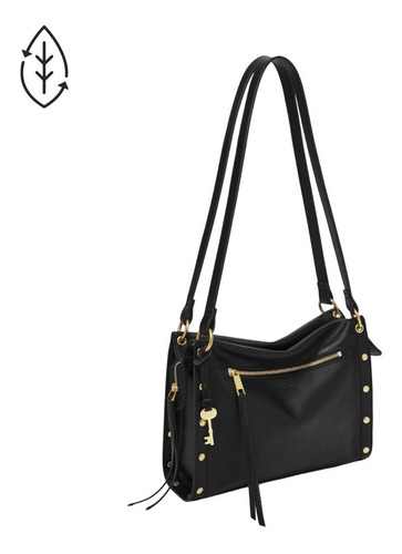 Bolsa preta feminina Fossil Allie Satchel