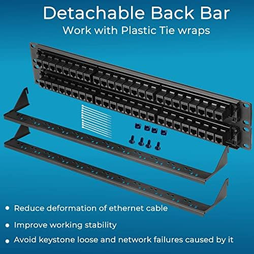 Rapink Patch Panel De 48 Puertos Cat6 Con Soporte Keystone 1