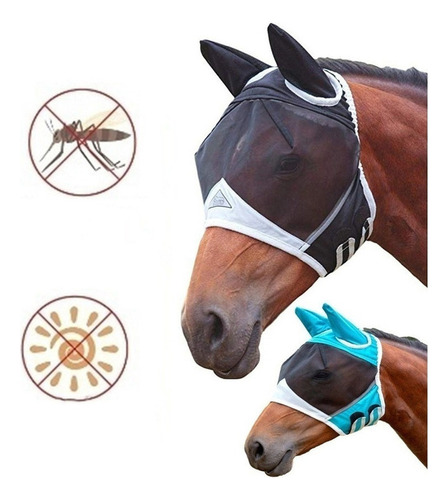 Máscara Azul Mosca De Caballo Malla Velo Protector Orejas