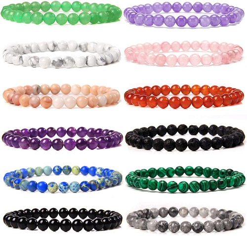 Jewdreamer 12 Pulseras De Piedras Preciosas De 0.236 In Para