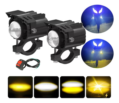 Par Faros Auxiliares Hi/lo Doble Color Exploradora Moto Auto