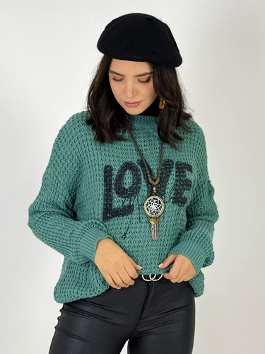 Sweater Lana Hecha En Italita Estampado Love