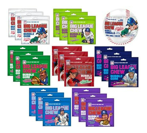 Chicle Big League Chew Con 7 Sabores - Pack 21 Bolsitas 2.12