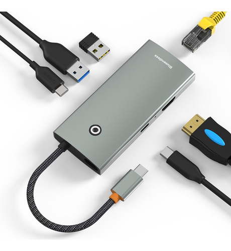 Hub Usb C Adaptador Hdmi 2.0 Usb 3.0 Pd Lan 1000mbps