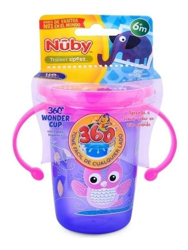 Vaso Antiderrame Wonder 360 Nuby 240 Ml Con Asas Antivuelco