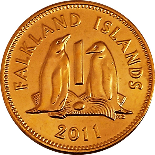 Islas Malvinas (falkland) 1 Pence Del Año 2011 Con Oro 24k