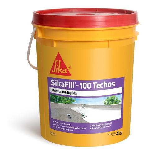 Sikafill-100 Techos Membrana Líquida Sika 4 Kg. Colores.