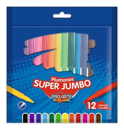 Plumones Super Jumbo Proarte 12 Unidades Colores