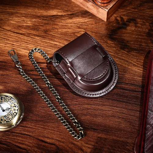 Funda De Piel Y Correa Para Reloj De Bolsillo Con Cadena De