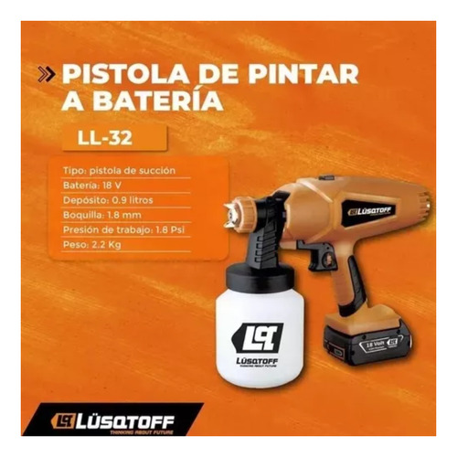 Pistola Inalámbrica Para Pintar 18v Lusqtoff