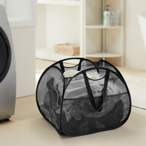 Cesta Plegable De Malla Con Asas Fuertes Y Bolsillos Lateral