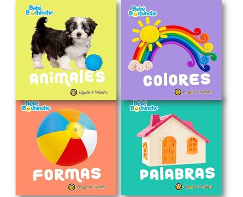 ** 4 Libros Palabras Animales Formas Colores ** Bebe Im Real