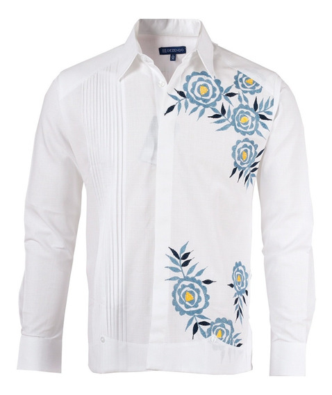 Guayabera Yucateca Con Bordado Artesanal Dirigido Mod Merida