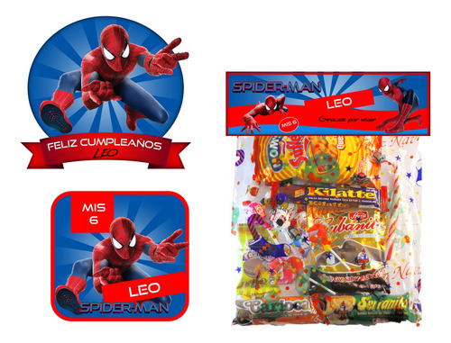  Kit Imprimible Spiderman Hombre Araña Candy Bar Editable2x1
