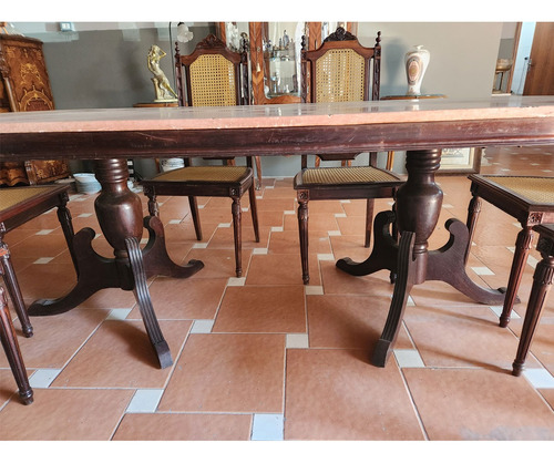 Antiga Mesa Jantar Jacarandá Mármore Rosa Cadeira Palhinha (Usado)