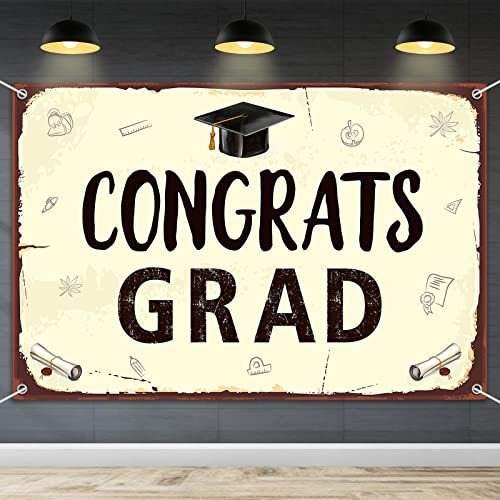 Hamigar 6x4ft Congrats Grad Banner Backdrop Fcfxb