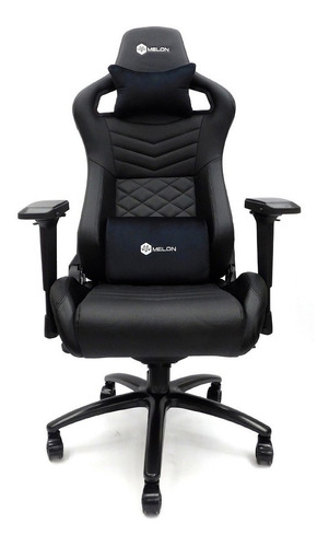 Silla de escritorio Melon 986 Black Edition gamer ergonómica  negra con tapizado de cuero sintético