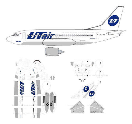 737 500 Utair Escala 1.100 Papercraft