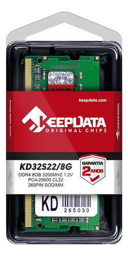 Memória Ram Notebook Ddr4 8gb 3200mhz Keepdata Kd32s22/8g