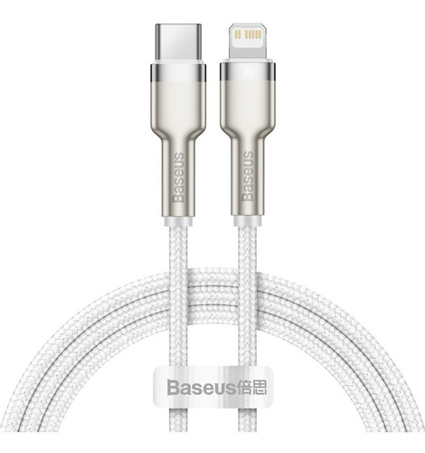 Cable Baseus Lightning Type-C Pd para iPhone Turbo de 20 W, 1 m, color blanco