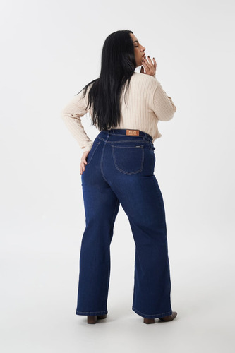 Jean Wide Leg Azul Osc Localizado Alto Talle Grande 38 Al 66