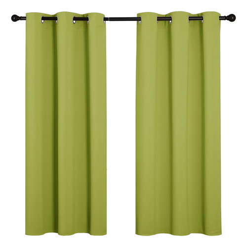 Cortinas Opacas Con Aislamiento Termico Ojales Verde Fresco