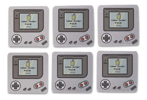 Kit 6 Porta Copos Geek Gamer Boy Cinza Decoração Divertida